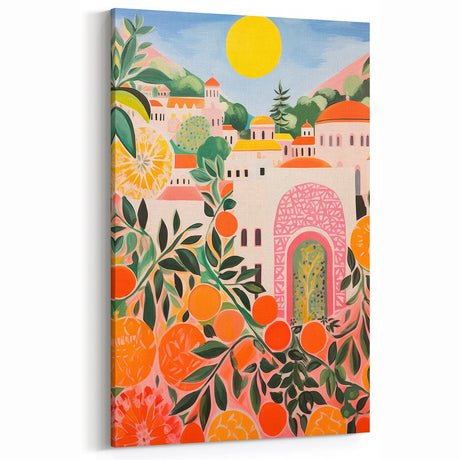 Maximalist Eclectic Wall Art with Vibrant Citrus and Bold Landscape Design