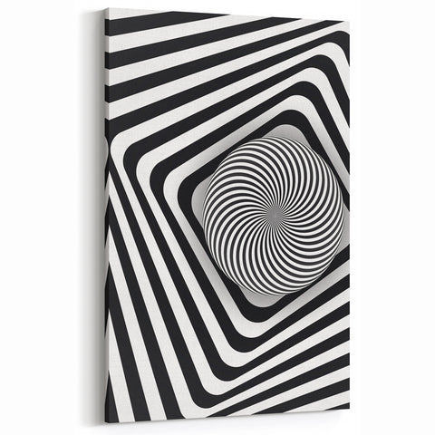 Hypnotic Spiral and Geometric Stripes - Optical Illusion Wall Art