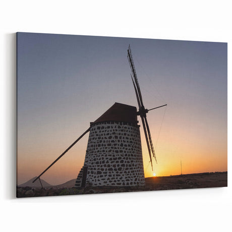 Scenic Canary Islands Artwork - Sunset Windmill Landscape Print