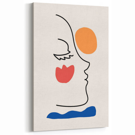 Bohemian Line Art - Eclectic Boho Decor Canvas with Abstract Face Design