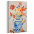 Maximalist Floral Wall Art with Bold Flowers in Intricate Blue Vase Design