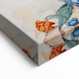 Maximalist Floral Wall Art with Bold Flowers in Intricate Blue Vase Design