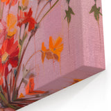 Maximalist Floral Wall Art with Bold Red and Yellow Flowers in Vase Design
