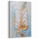 Golden Feather Glam Wall Art - Luxury Metallic and Chic Home Decor Piece
