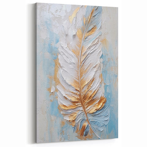 Golden Feather Glam Wall Art - Luxury Metallic and Chic Home Decor Piece
