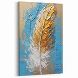 Elegant Blue and Gold Feather Art - Glam Wall Art for Luxury Interiors