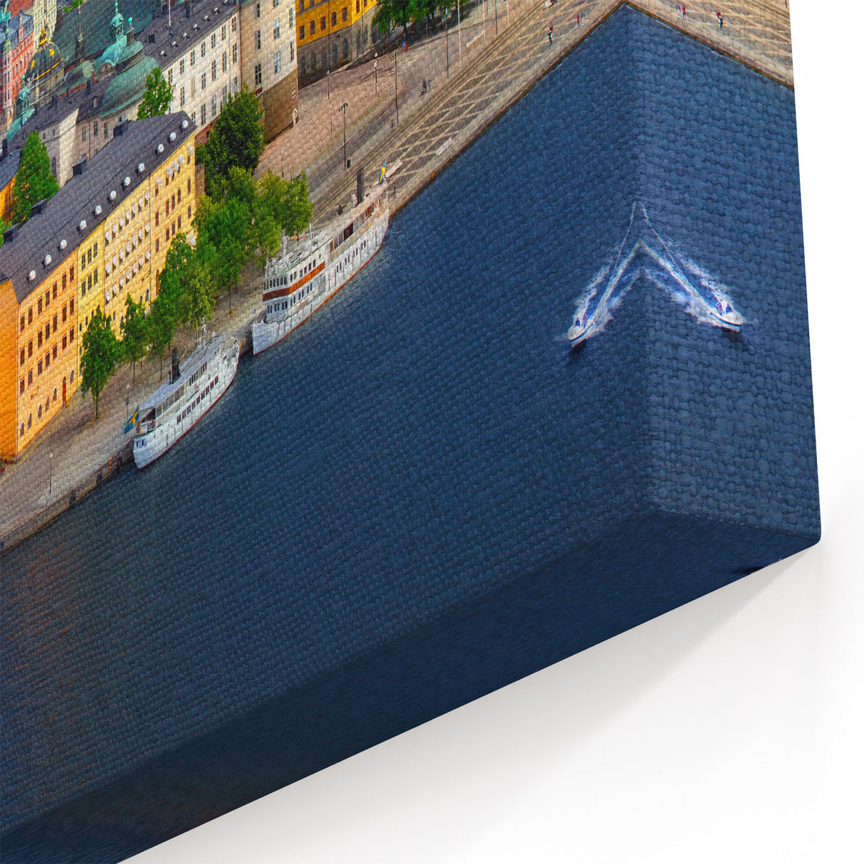 Sweden Framed Art - Stockholm Cityscape with Vibrant Waterfront