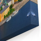 Sweden Framed Art - Stockholm Cityscape with Vibrant Waterfront