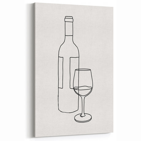 Bohemian Wall Art | Minimalist Wine Bottle Line Drawing | Modern Art Print