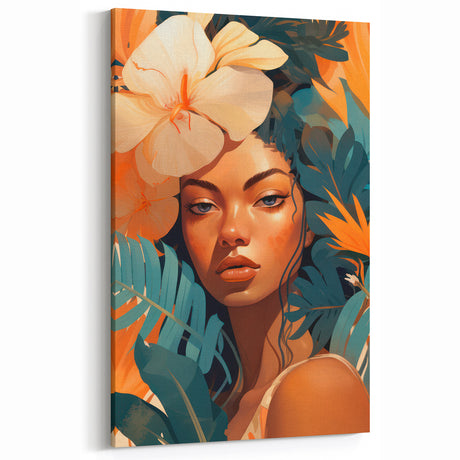 Maximalist Portrait Wall Art with Bold Tropical Florals and Vibrant Colors