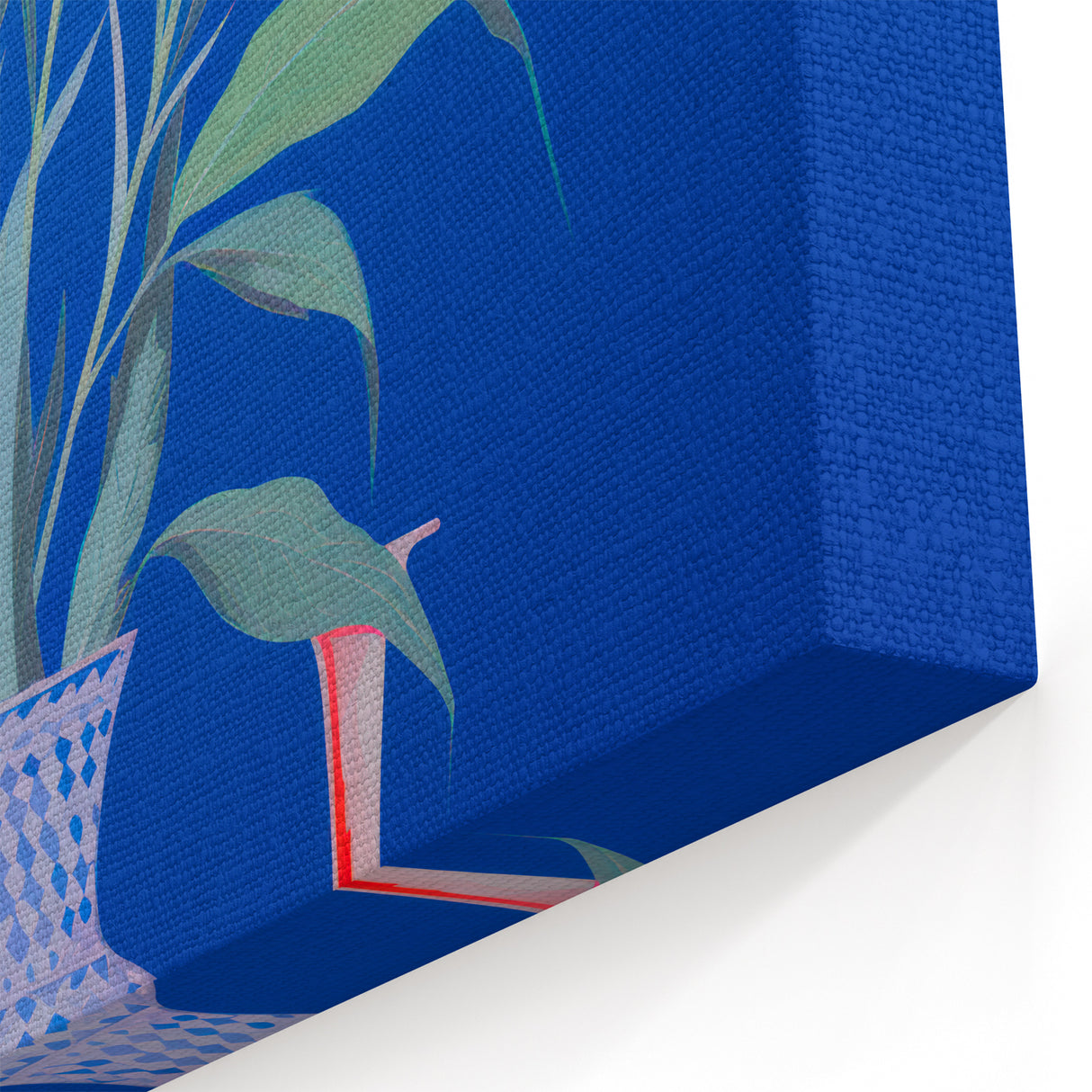 Maximalist Wall Art - Bold Floral Vase Decor with Blue and Red Accents