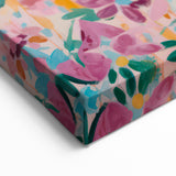 Maximalist Wall Art - Bold Dog Portrait with Floral Pink Background