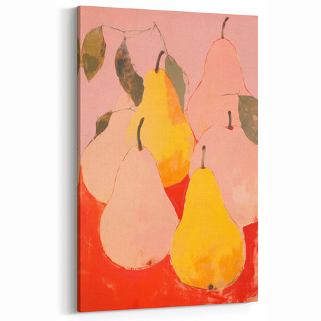 Maximalist Wall Art - Bold Pear Still Life with Pink and Yellow Tones