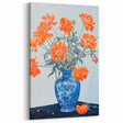Maximalist Wall Art - Bold Floral Arrangement in Blue and Orange Vase