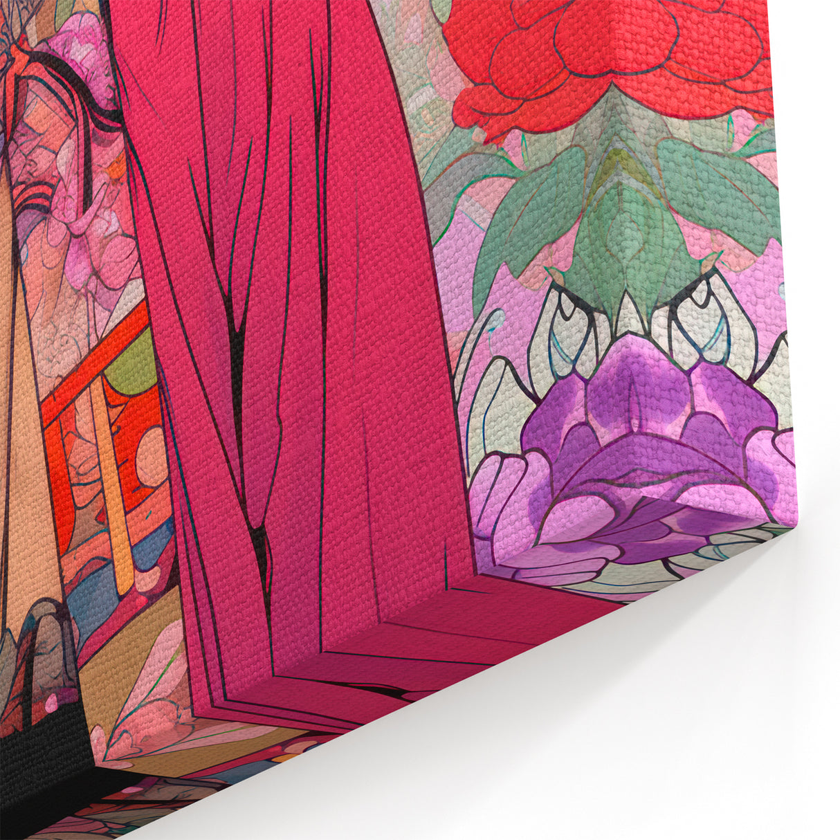 Maximalist Portrait Wall Art - Bold Feminine Elegance in Pink Floral Style