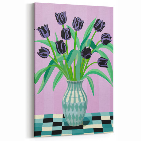 Maximalist Wall Art - Bold Floral Arrangement with Modern Vase Decor