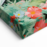 Maximalist Wall Art - Vibrant Nature Scene with White Hen and Flowers