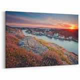 Sweden Scenery Prints - Sunset Over Coastal Village with Colorful Homes