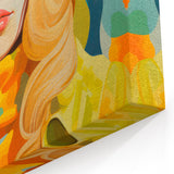 Maximalist Wall Art - Bold Retro Portrait with Vibrant Yellow Accents