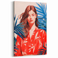 Maximalist Wall Art - Vibrant Tropical Portrait with Bold Red Accents