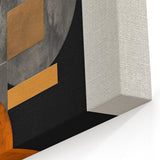 Abstract Geometric Wall Art – Modern Black, Gold, and Orange Design