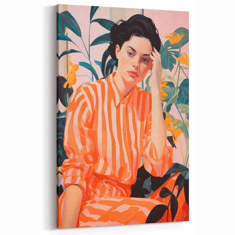 Maximalist Wall Art – Bold Portrait with Stripes for Eclectic Decor Style