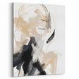 Abstract Minimalist Wall Art – Dynamic Beige and Black Brushstroke Design