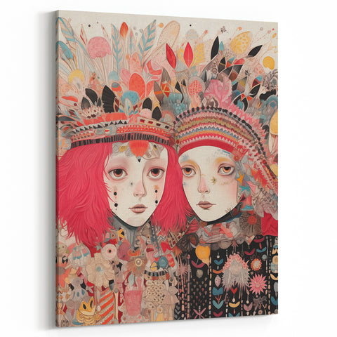 Electric Wall Art – Vibrant Abstract Faces Modern Electric Art Canvas