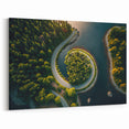 Swedish Landscape Art - Aerial View of Curving Forest Road Nordic Scenery