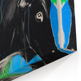 Maximalist Wall Art – Bold Abstract Cow with Vibrant Blue and Green Tones