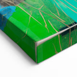 Maximalist Wall Art – Bold Abstract Cow with Vibrant Blue and Green Tones