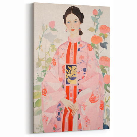 Maximalist Wall Art – Bold and Eclectic Portrait with Floral Accents