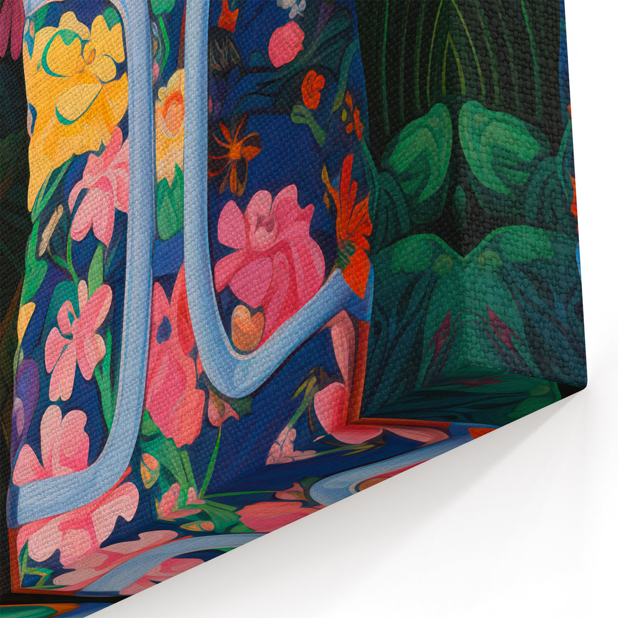 Maximalist Wall Art – Bold Floral Shoes with Vibrant Botanical Background