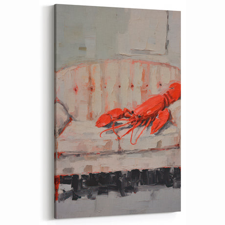 Maximalist Wall Art – Bold Lobster on a Vintage Sofa for Eclectic Decor