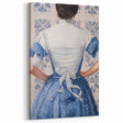 Maximalist Wall Art – Elegant Back View of Woman in Blue Floral Dress