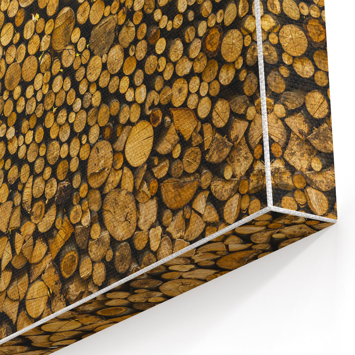 Rustic Log Pile Wall Art – Stacked Firewood for Cozy Farmhouse Decor