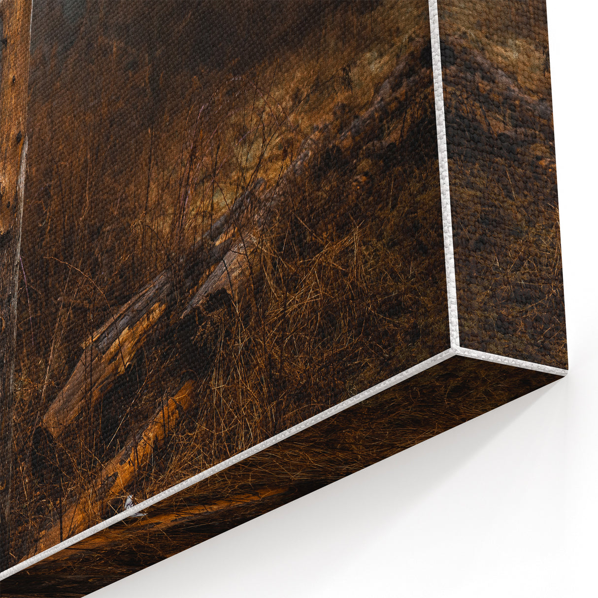 Rustic Nature Wall Art – Weathered Wooden Fence Posts in Forest Scene