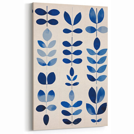 Maximalist Wall Art - Bold Blue Leaf Print for Eclectic Home Decor