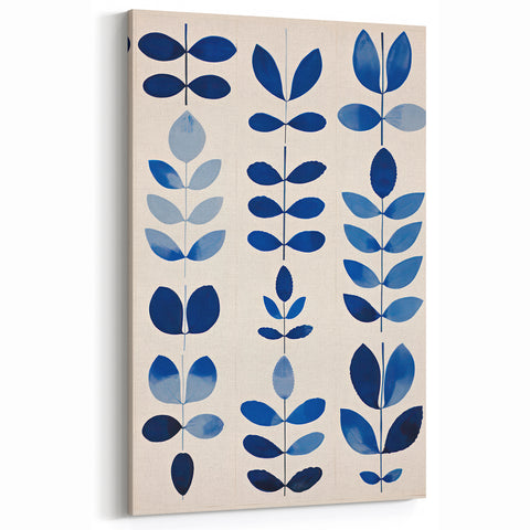 Maximalist Wall Art - Bold Blue Leaf Print for Eclectic Home Decor