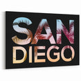 Modern San Diego Typography Art – Tropical Palm Silhouette Wall Decor