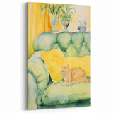 Maximalist Wall Art - Whimsical Cat on Sofa Print for Eclectic Decor