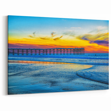 Vibrant San Diego Pier Sunset – Colorful Coastal Wall Art Decor