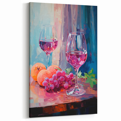 Maximalist Wall Art - Bold Wine and Fruit Print for Eclectic Decor