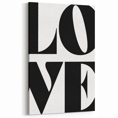 Electric Wall Art: Bold Modern Decor with Black and White Love Typography