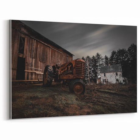 Rustic Farmhouse Wall Art – Vintage Tractor and Abandoned Barn Scene