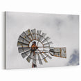 Rustic Windmill Wall Art – Vintage Farm Windmill Against Cloudy Sky