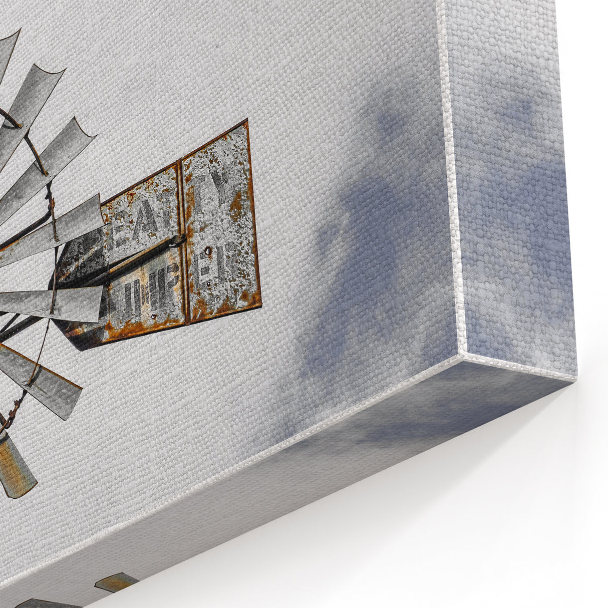 Rustic Windmill Wall Art – Vintage Farm Windmill Against Cloudy Sky