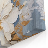Luxurious Floral Glam Wall Art - Chic White and Gold Decor for Homes