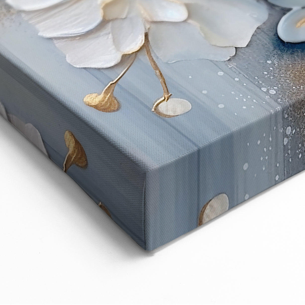 Luxurious Floral Glam Wall Art - Chic White and Gold Decor for Homes