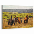 Rustic Wild Horses Wall Art – Majestic Horses Grazing in Open Field